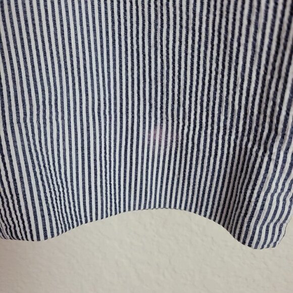 Talbots Petites Sz 6P Signature Seersucker Capri Pants Blue & White Striped - Picture 8 of 8